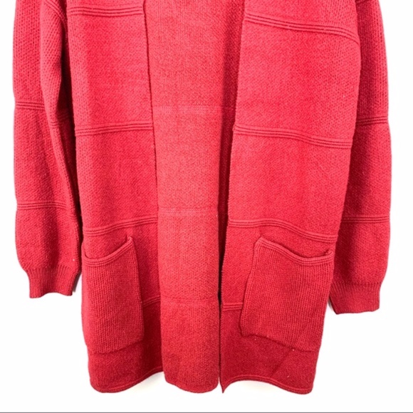 Joseph A Windowpane Knit Cardigan Red Size SP - Picture 7 of 14